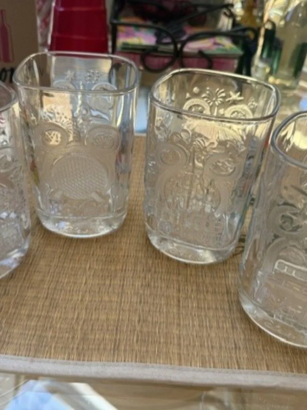 Walt Disney World McDonalds Mickey 2000 Celebration Square Glasses VTG Set of 4